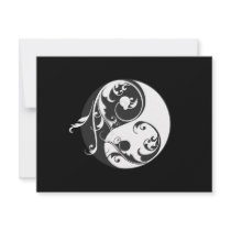 Scrolling Yin Yang Symbol (black) Custom Invitation