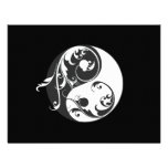 Scrolling Yin Yang Symbol (black) Custom Invitation