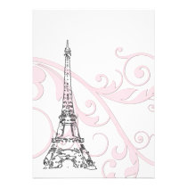 Scrolls and Eiffel Tower invitations