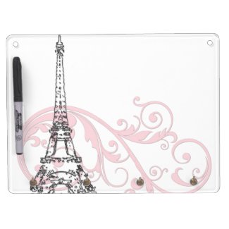 Scrolls and Eiffel Tower - Pink Dry Erase Boards