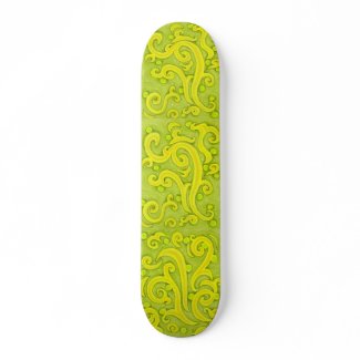 Scrolls of Green and Gold skateboard