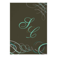 Scrolls/swooshes/Something Blue Personalized Invitations