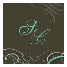 Scrolls/swooshes/Something Blue Invitation