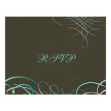 Scrolls/swooshes/Something Blue RSVP Personalized Invitation