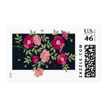 Scrolls with flowers on black ground -