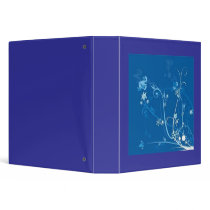 Scrolls with flowers on blue ground - binders