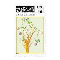 Scrolls with flowers on green ground -