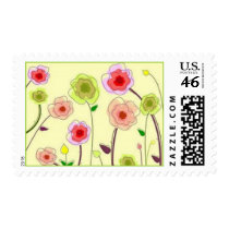 Scrolls with flowers on yellow ground -