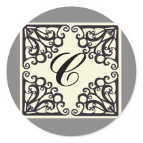 Scrollwork Sticker Personalized Initial by BlackCards Scrollwork Sticker Personalized Initial