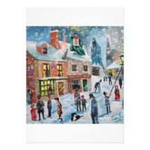 Scrooge A Christmas Carol winter snow scene ghosts Custom Invite