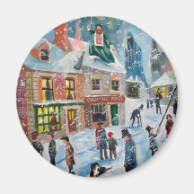 Scrooge A Christmas Carol winter snow scene ghosts Fridge Magnets