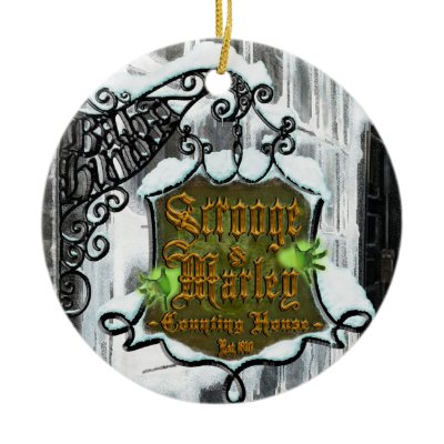 Scrooge&MarleySignScene Christmas Tree Ornaments