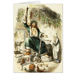 Scrooge & Spirit of Christmas Present - Greeting C Greeting Cards