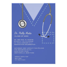 Scrubs Blue Medical Graduation Invitation