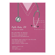 Scrubs Burgundy Medical Graduation Invitation