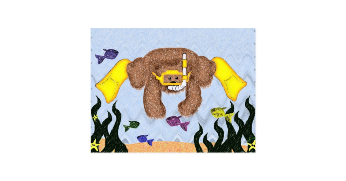 Scuba Bear Postcard Zazzle