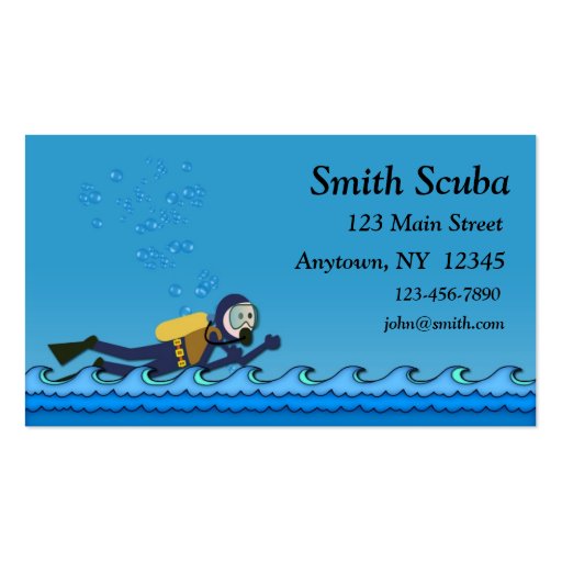 Scuba Blue Waves Business Card Template (front side)