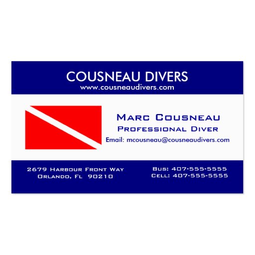 Scuba Business - Personal Card 1 Business Card (front side)