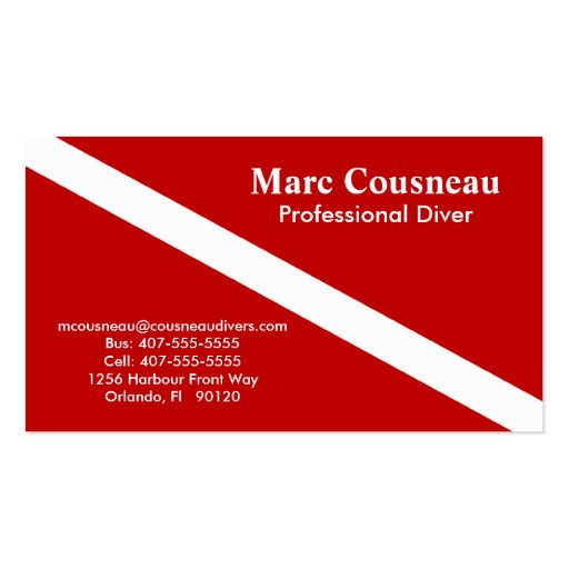 Scuba Business - Personal Card - Dark Red Business Card Templates (front side)