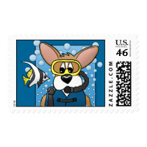 Scuba Corgi Postage