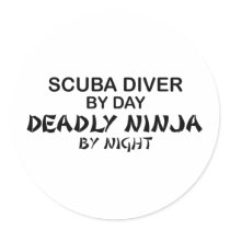 Scuba Deadly Ninja by Night Round Stickers