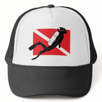 SCUBA Dive Flag With Male SCUBA Diver Hat