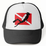 SCUBA Dive Flag With Male SCUBA Diver hats