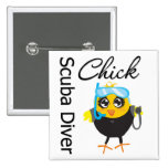 Scuba Diver Chick Button