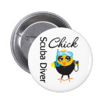 Scuba Diver Chick Buttons