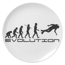 Scuba Diver Diving Water Sport Evolution Art Plates