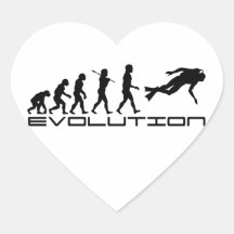 Scuba Diver Diving Water Sport Evolution Art Heart Stickers