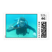 Scuba Diver Postage Stamp