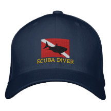 SCUBA Diver Shark Down Flag Embroidered Cap Embroidered Baseball Caps