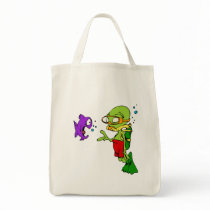 Scuba Diving Alien Tote Bags