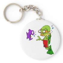 Scuba Diving Alien Keychain