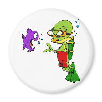 Scuba Diving Alien Fridge Magnet