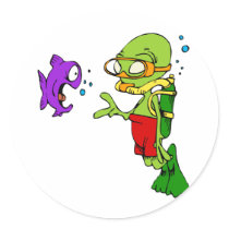 Scuba Diving Alien Stickers