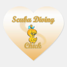 Scuba Diving Chick Heart Stickers