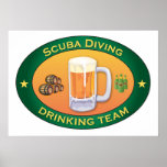 Scuba Diving Drinking Team Poster