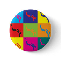 Scuba Diving Pop Art Pinback Buttons