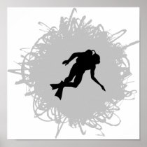 Scuba Diving Scribble Style Poster