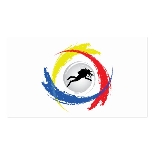Scuba Diving Tricolor Emblem Business Card (front side)