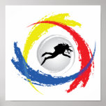 Scuba Diving Tricolor Emblem Poster