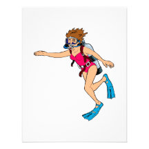 Scuba lady personalized invitations