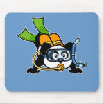 This cute panda loves to go scuba diving! Panda wears double tanks, a scuba mask & reg, and green fins. What a cutie! A great gift for any scuba diver.