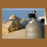 Scuba Tank on Beach Blank Greeting Card cards