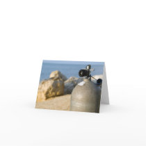 Scuba Tank on Beach cards