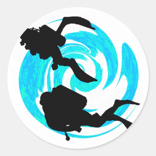 SCUBA THREE TANKS ROUND STICKER Zazzle