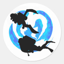 SCUBA TO EXPLORE ROUND STICKERS