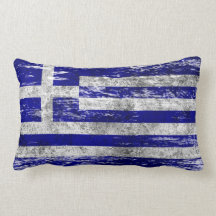 Scuffed and Worn Greek Flag Throw Pillow